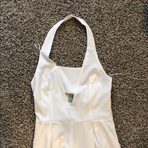 White wide leg cut out halter jumpsuit